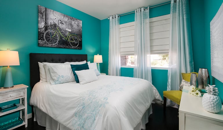 Roman shades in a Las Vegas bedroom